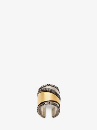 Shop Alexander Mcqueen Mechanical Ring In Silver/gold