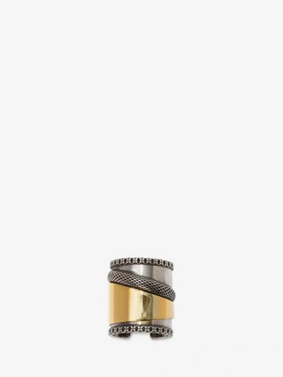 Shop Alexander Mcqueen Mechanical Ring In Silver/gold