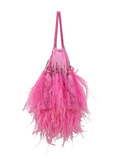 Shop Attico Feather-trim Tote Bag Pink