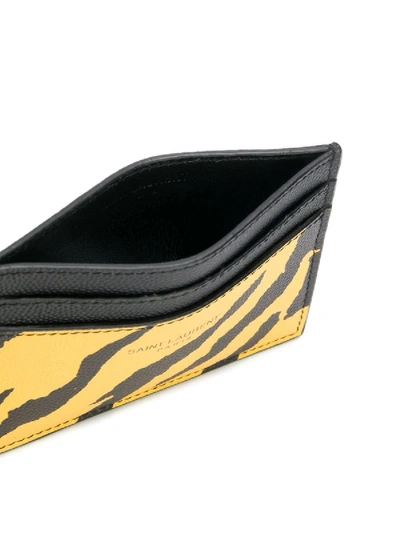 Shop Saint Laurent Animal Print Credit Card Case Yellow