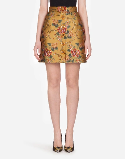 Shop Dolce & Gabbana Short Floral Lamé Jacquard Skirt In Multi-colored
