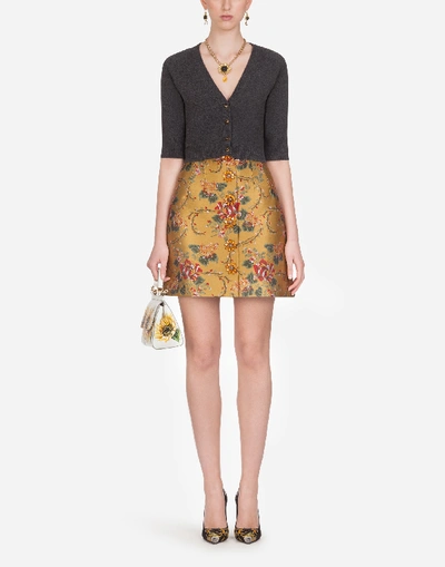 Shop Dolce & Gabbana Short Floral Lamé Jacquard Skirt In Multi-colored