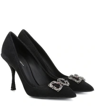 Shop Dolce & Gabbana Lori Embellished Leather Pumps In Black