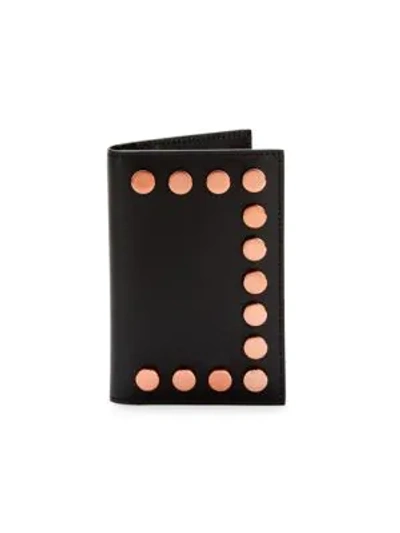 Shop Givenchy Button Stud Leather Foldover Card Holder In Black