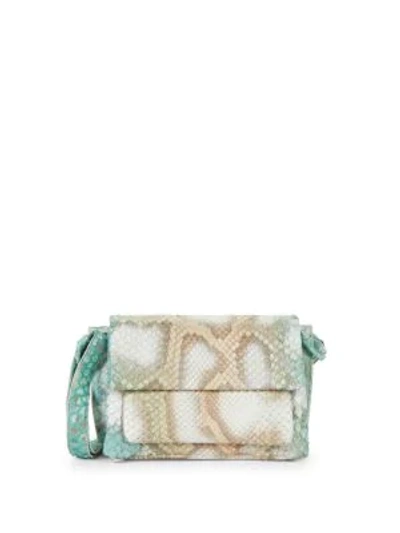 Shop Nancy Gonzalez Python Shoulder Bag In Aqua Multi