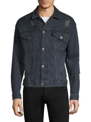 dark distressed denim jacket