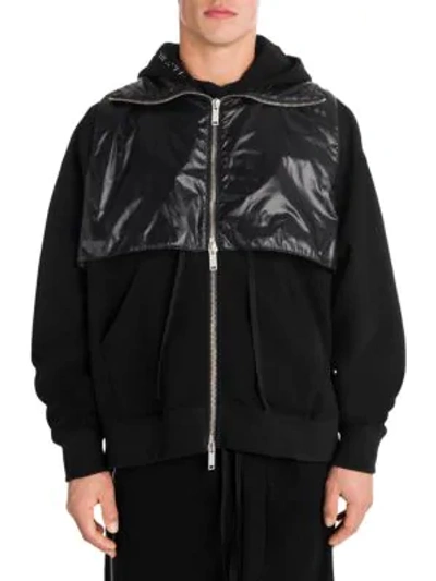 Shop Ben Taverniti Unravel Project Mix-media Layered Hooded Jacket In Black