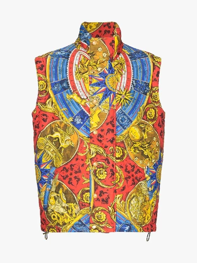 Shop Moschino Printed Padded Gilet In Multicolour