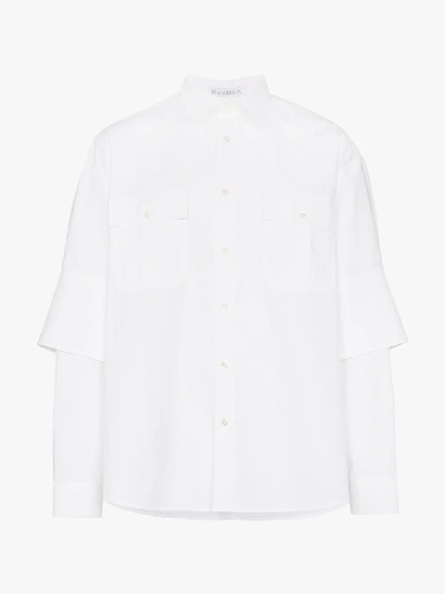 Shop Jw Anderson Double Cuff Button-down Shirt In White