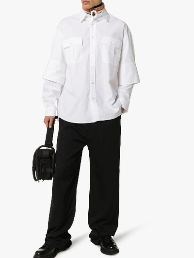 Shop Jw Anderson Double Cuff Button-down Shirt In White