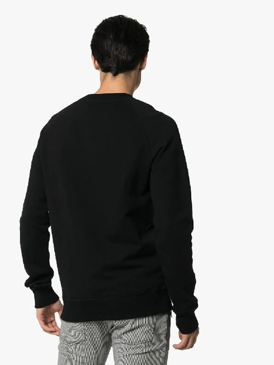 Shop Balmain Logo Print Cotton Sweatshirt In Black