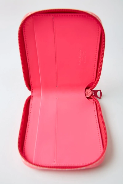 Shop Acne Studios Small Zip Wallet Fluo Pink