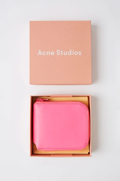 Shop Acne Studios Small Zip Wallet Fluo Pink