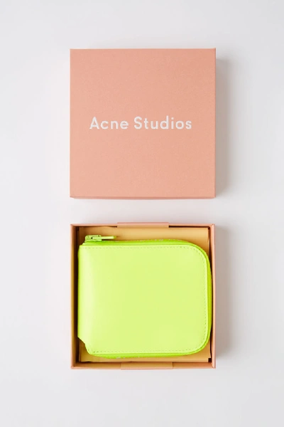 Shop Acne Studios Small Zip Wallet Fluo Yellow