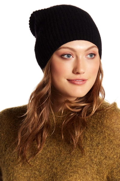 Shop Portolano Slouchy Cashmere Beanie In Blk