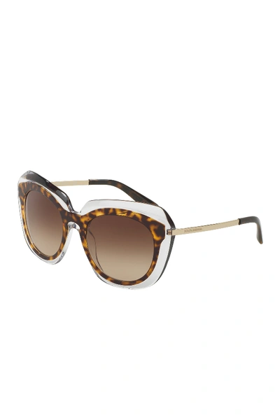 Shop Dolce & Gabbana 54mm Oval Gradient Sunglasses In Havana