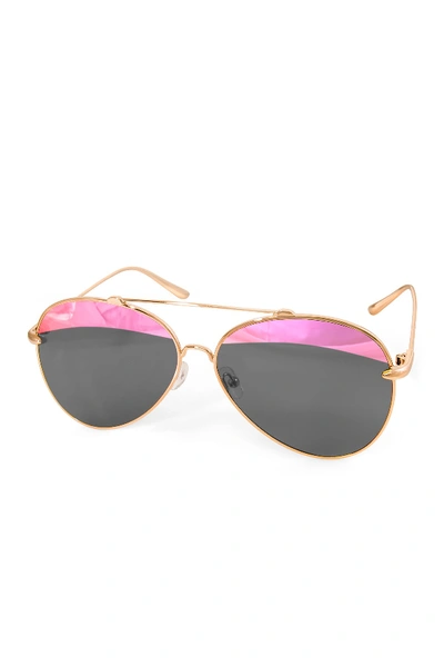 Shop Aqs Tommie 60mm Aviator Sunglasses In Pink