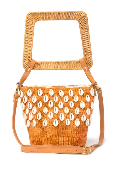 Shop Aranaz Kaia Straw Bucket Bag In Rust