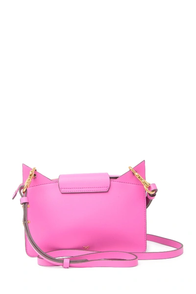 Shop Anya Hindmarch Animal Face Leather Crossbody Pouch In Bubblegum