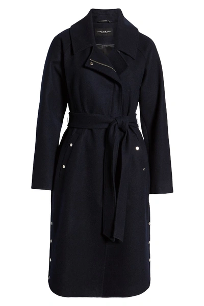 Shop Marc New York Wool Blend Trench Coat In Navy