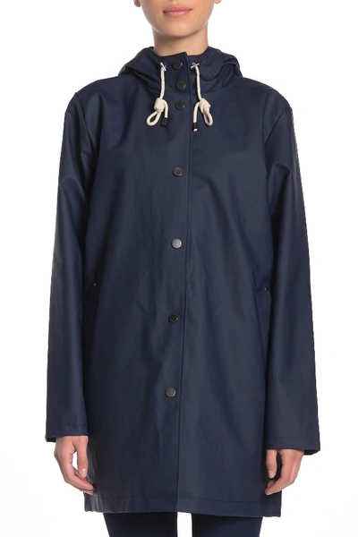 Shop Pendleton Olympic Hooded Slicker Coat In Navy
