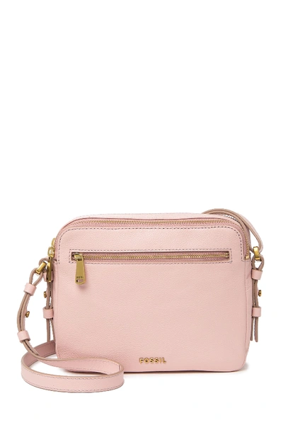 Shop Fossil Piper Toaster Pebbled Leather Crossbody Bag In Dusty Rose