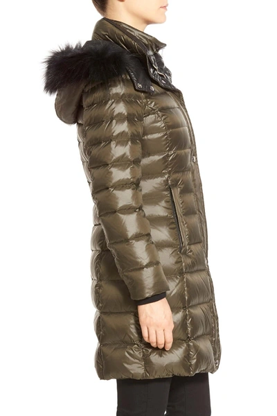 Shop Andrew Marc Genuine Fox Fur Trim Down Coat In Forest