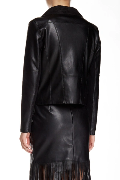 Shop Bagatelle Drape Faux Leather & Faux Suede Jacket In Black