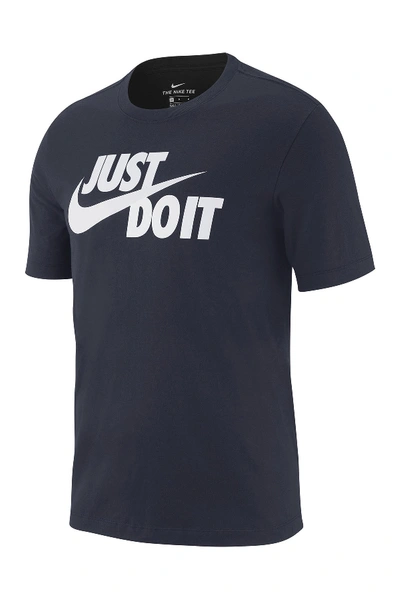 Shop Nike Just Do It Swoosh Graphic T-shirt In 451 Obsidian/white