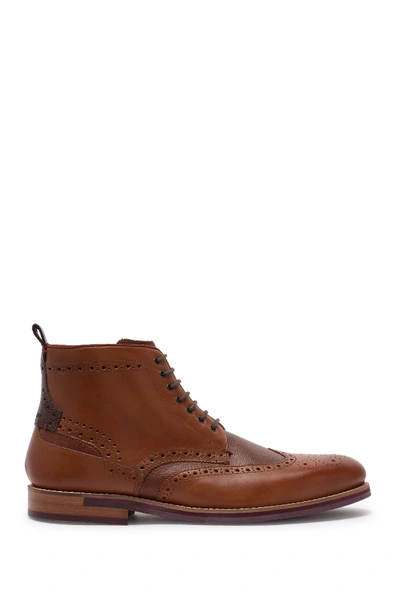 Shop Ted Baker Hjenno Leather Brogue Boot In Tan