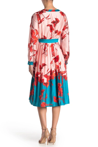 Shop Ted Baker Karolyn Floral Long Sleeve Satin Dress In Pale Pink