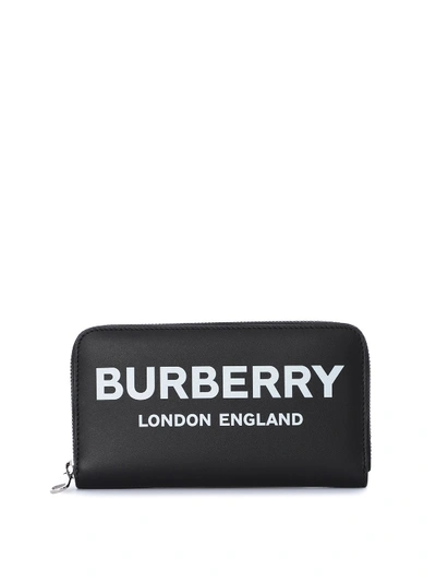 Shop Burberry Logo Print Zip-around Wallet In Black