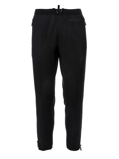 Shop Dsquared2 Wool Blend Joggers Style Trousers In Black