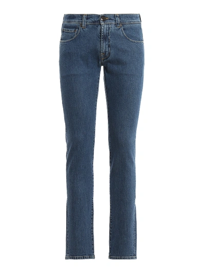 Shop Etro Five Pocket Slim Fitting Jeans In Medium Wash