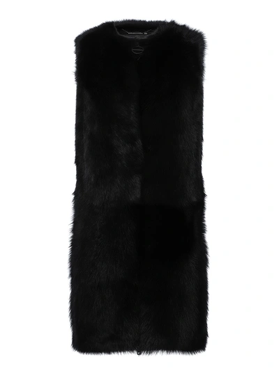 Shop Givenchy Shearling Sleeveless Coat In Black