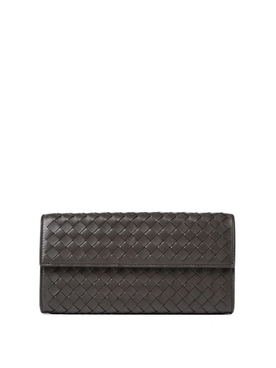 Shop Bottega Veneta Intrecciato Nappa Continental Wallet In Dark Brown