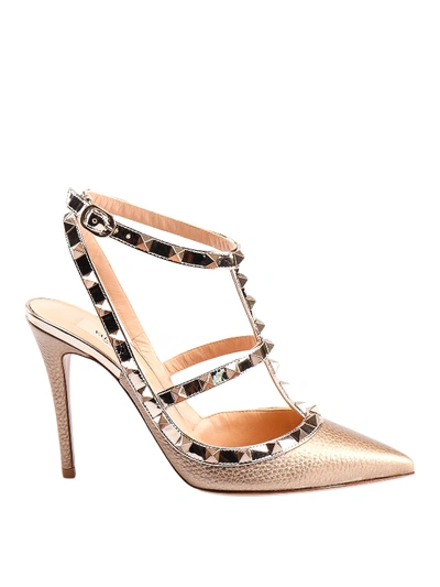 Shop Valentino Rockstud Slingback Pumps In Nude And Neutrals