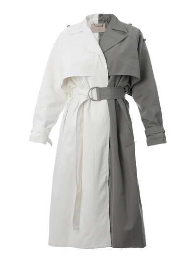 Shop Givenchy Bicolour Faille Over Trench Coat In Grey