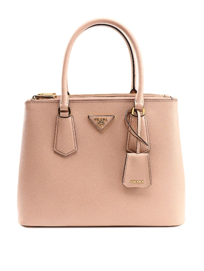 Shop Prada Galleria Powder Pink Saffiano Leather Bag In Light Pink