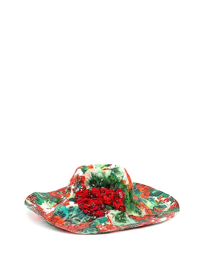 Shop Dolce & Gabbana Portofino Print Embroidered Hat In Red