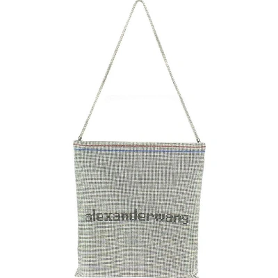 Shop Alexander Wang Wangloc Rhinestone Pouch In Silver