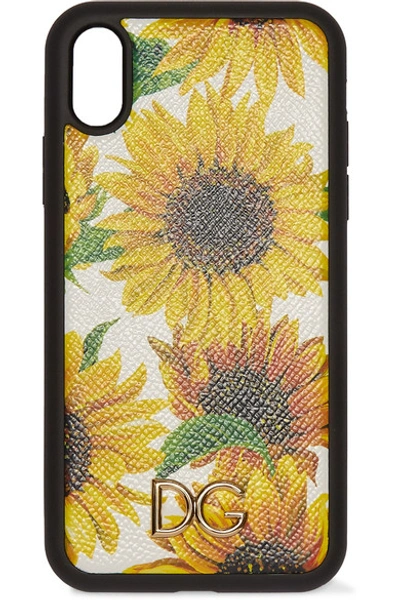 Shop Dolce & Gabbana Floral-print Textured-leather Iphone Xr Case In Yellow