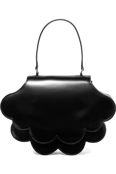 Shop Simone Rocha Flower Bean Glossed-leather Tote In Black