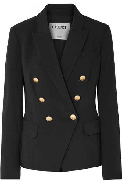 Shop L Agence Kenzie Double-breasted Crepe Blazer
