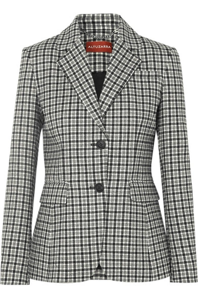 Shop Altuzarra Fenice Checked Wool-blend Twill Blazer In Gray