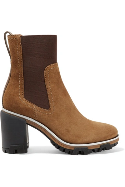 Shop Rag & Bone Shiloh High Leather-trimmed Suede Ankle Boots In Light Brown
