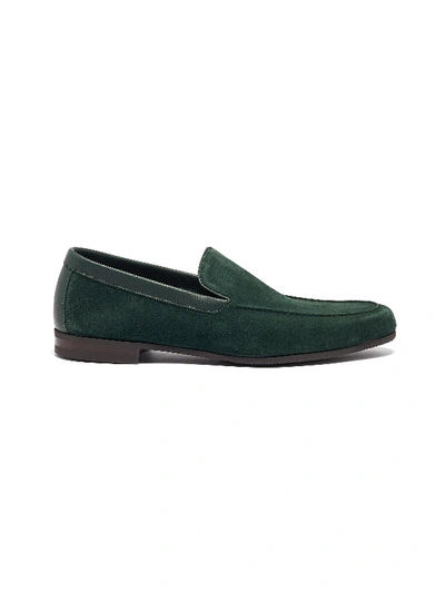 Shop John Lobb 'tyne' Suede Loafers In Green