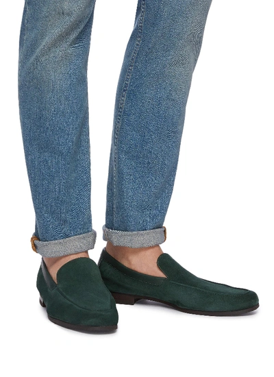 Shop John Lobb 'tyne' Suede Loafers In Green