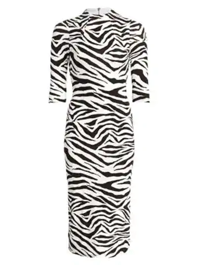 Shop Alice And Olivia Women's Delora Zebra-print Sheath Dress In Tiger Soft White Black