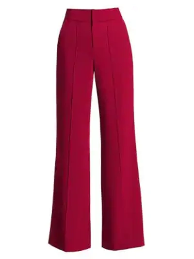 Shop Alice And Olivia Dylan High-waist Wide-leg Pants In Bordeaux